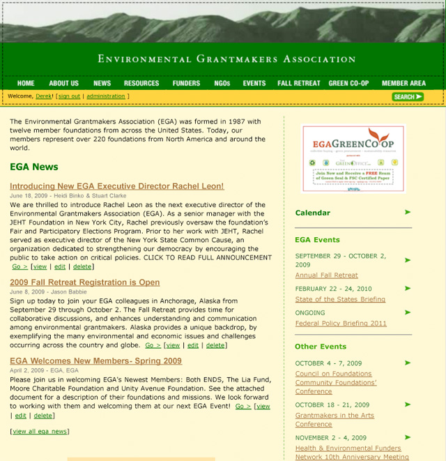 EGA home page