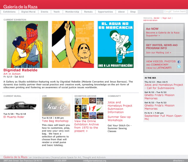 Galeria de la Raza home page